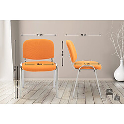 Decoshop26 Chaise visiteur empilable zone d'attente en tissu orange piètement à 4 pieds en métal chromé 10_0003372