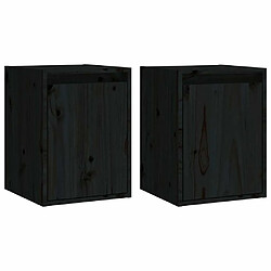 Maison Chic Lot de 2 Armoires murales,Meuble de Rangement,Armoire Suspendue Noir 30x30x40 cm Bois de pin massif -MN28281