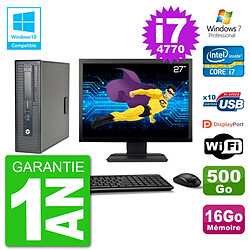 PC HP EliteDesk 800 G1 SFF Ecran 27" i7-4770 16Go 500Go Graveur DVD Wifi W7 · Occasion 