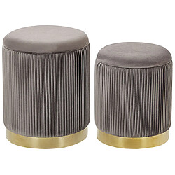 Beliani Set de 2 poufs en velours gris avec rangement MIRAMAR