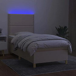 Avis vidaXL Sommier à lattes de lit et matelas et LED Crème 100x200cm Tissu