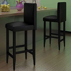 vidaXL Tabourets de bar lot de 2 noir similicuir