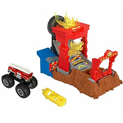 Hot Wheels Coffret de jeu Monster Trucks Arena Smashers 5-Alarm Défi Incendie avec un camion-jouet à 5 alarmes et 1 voiture écrasable, Jouet Enfant, Dès 4 ans, HNB90 