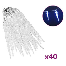 vidaXL Guirlande lumineuse à glaçons de Noël 40 pcs Bleu Acrylique