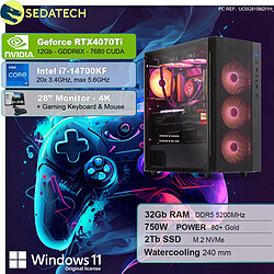 Sedatech Pack PC Gamer Pro • Intel i7-14700KF • RTX4070Ti • 32Go DDR5 • 2To SSD M.2 • Windows 11 • Moniteur 28"