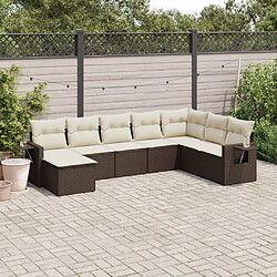 vidaXL Salon de jardin 8 pcs avec coussins marron résine tressée 