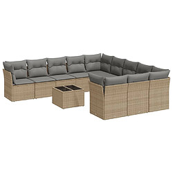 Maison Chic Salon de jardin avec coussins 12 pcs | Ensemble de Table et chaises | Mobilier d'Extérieur beige résine tressée -GKD14440