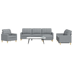 vidaXL Ensemble de canapés 4 pcs avec repose-pied gris clair tissu