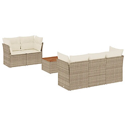 vidaXL Salon de jardin avec coussins 6 pcs beige résine tressée