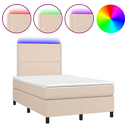 vidaXL Sommier à lattes de lit avec matelas LED Cappuccino 120x200 cm