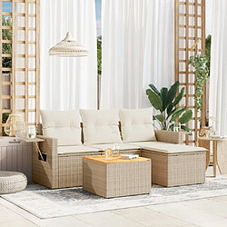 Maison Chic Salon de jardin avec coussins 5 pcs | Ensemble de Table et chaises | Mobilier d'Extérieur beige résine tressée -GKD15146