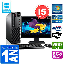 PC Lenovo M92p SFF Core I5-2400 Ram 8Go Disque 500 Go Wifi W7 Ecran 22" - Occasion