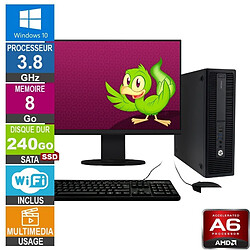 HP 705 G3 SFF A6-8570 3.80GHz 8Go/240Go SSD Wifi W10 + Ecran 24 · Reconditionné 