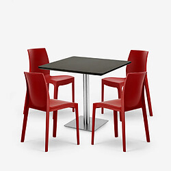 Avis Grand Soleil Lot De 4 Chaises Empilables Bar Cuisine Table Horeca Noir 90x90cm Jasper Black, Couleur: Rouge