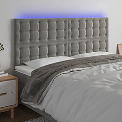 Maison Chic Tête de lit scandinave à LED,meuble de chambre Gris clair 160x5x118/128 cm Velours -MN80445