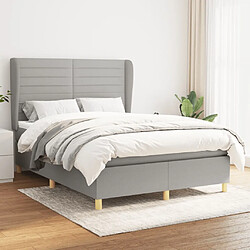 vidaXL Sommier à lattes de lit avec matelas Gris clair 140x190cm Tissu 