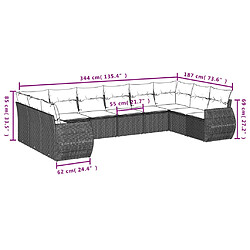 Acheter vidaXL Salon de jardin 11 pcs avec coussins gris résine tressée