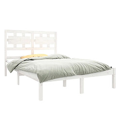 Avis Maison Chic Lit Moderne Chambre - Cadre/structure de lit pour adulte Blanc Bois massif 135x190 cm Double -MN70816