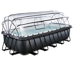 EXIT Piscine couverte Black Leather 540x250x122cm avec pompe filtrante à sable et à chaleur - noir