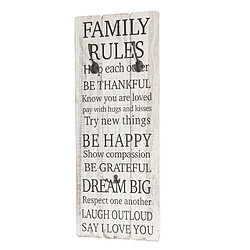 Mendler Garde-robe murale Family Rules, planche vestiaire, style shabby, vintage avec 3 crochets, 76x31cm