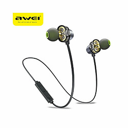 Awei X650Bl Oreillette Bluetooth Sans Fil Double Écouteurs Dynamiques Tour De Cou Casque Ipx5 Étanche Bt4.1 Gris 