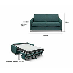 Acheter Inside 75 Canapé convertible EXPRESS BERLIN couchage 120 cm matelas 16 cm pieds métal noir tissu bleu