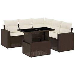 vidaXL Salon de jardin avec coussins 6 pcs marron résine tressée