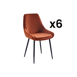 Vente-Unique Lot de 6 chaises - Velours et métal noir - Terracotta - MASURIE