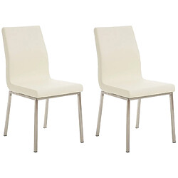 Decoshop26 Lot de 2 chaises de salle à manger style épuré en PVC crème et acier inoxydable 10_0001611 