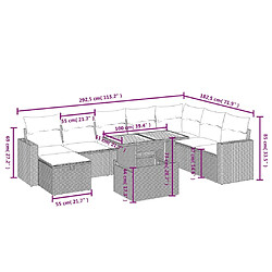 Avis Maison Chic Ensemble Tables et chaises d'extérieur 9 pcs avec coussins,Salon de jardin noir résine tressée -GKD921197