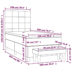 vidaXL Sommier à lattes de lit et matelas Gris clair 100x200cm Velours pas cher