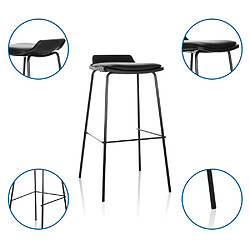 Tabouret de bar LONSO 10 revêtement d'assise en similicuir noir hjh OFFICE