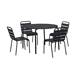 Mes Ensemble table de jardin 110 cm + 4 chaises en métal gris - BACA