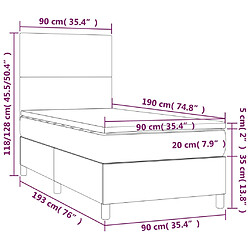 Acheter vidaXL Sommier à lattes de lit et matelas Gris clair 90x190 cm Velours