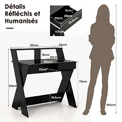 Acheter Helloshop26 Bureau informatique avec rangement et support d'écran repose-pieds pour travailler réviser gaming noir 20_0004844