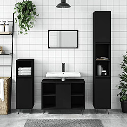 Maison Chic Armoires + meuble-lavabo| Ensemble de 3 meubles salle de bain noir bois d'ingénierie -GKD77312