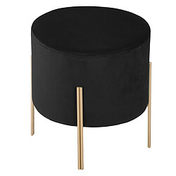 Pegane Tabouret noir en velours - D. 34 x H. 40 cm