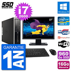 PC HP Compaq 6200 Pro SFF Ecran 27" i7-2600 RAM 16Go SSD 960Go Windows 10 Wifi - Occasion