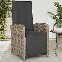 Maison Chic Chaise inclinable de jardin et repose-pied pour relax gris résine tressée -GKD31660