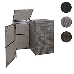 Mendler Cache-poubelle pour 2 poubelles HWC-E25, box pour poubelles, revêtement, polyrotin 2x120l ~ gris