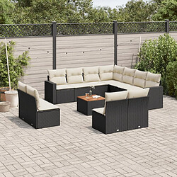 Maison Chic Salon de jardin 12 pcs avec coussins, Ensemble Tables et chaises d'extérieur noir résine tressée -GKD983868