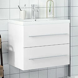 vidaXL Armoire lavabo de salle de bain avec bassin intégré blanc 