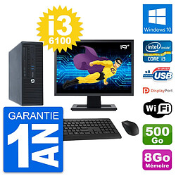 PC HP 400 G3 SFF Ecran 19" Intel i3-6100 RAM 8Go Disque 500Go Windows 10 Wifi · Occasion 