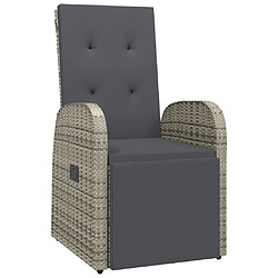 Avis Maison Chic Lot de 2 Chaises de jardin inclinables,Fauteuil d'extérieur coussins Gris Résine tressée -MN18170