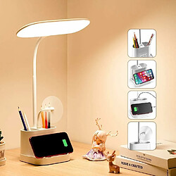 Vendos85 Lampe de Bureau Rechargeable avec Port de Charge USB/Porte Stylo blanc 