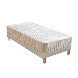 NUIT DE COTON Ensemble Symphonie 2.0 Ensemble SYMPHONIE 2.0 90x200 cm | Matelas Mémoire de forme + Sommier Bois