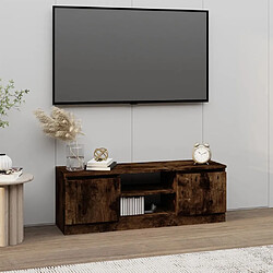 Maison Chic Meuble TV scandinave - Banc TV pour salon avec porte Chêne fumé 102x30x36 cm -MN39975