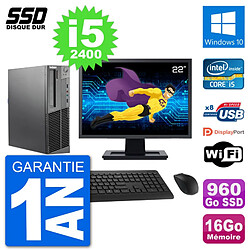 PC Lenovo M92p SFF Ecran 22" Intel i5-2400 RAM 16Go SSD 960Go Windows 10 Wifi · Occasion 