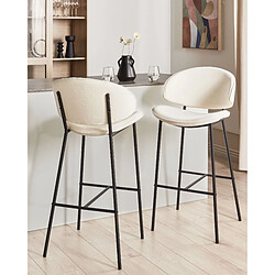 Beliani Tabouret de bar Set de 2 Tissu Crème KIANA