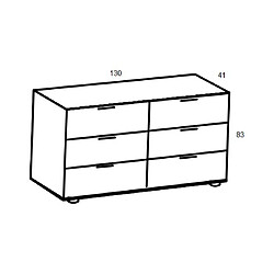 Inside 75 Commode AURELIA chêne poutre graphite 6 tiroirs 130 cm